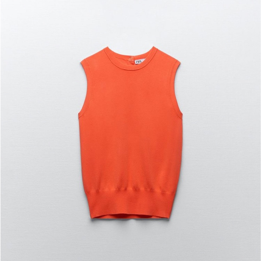 Zara Sleeveless Knit Top Intense Coral